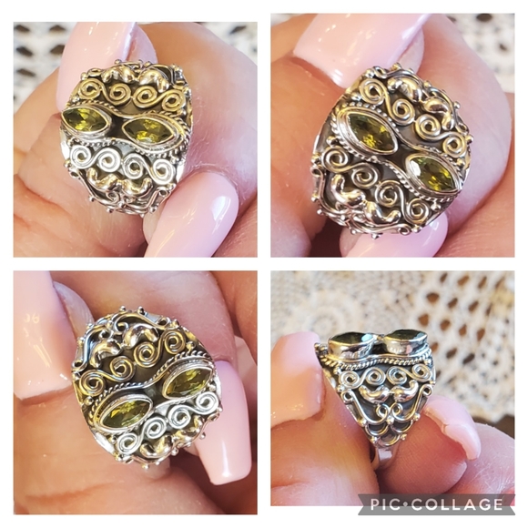 Genuine 2ct Peridot Ring Size 7.5 - Picture 5 of 8